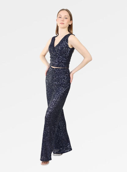 SEQUIN V-NECK CROP TOP