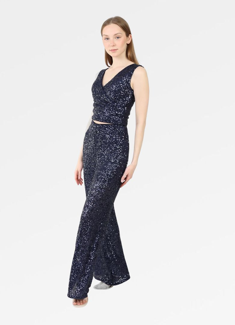 SEQUIN V-NECK CROP TOP