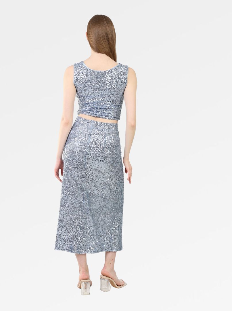 SEQUIN V-NECK CROP TOP
