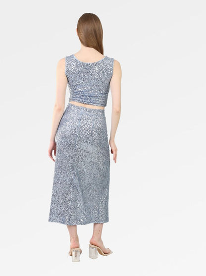 SEQUIN V-NECK CROP TOP