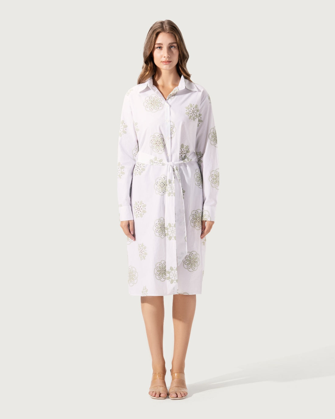 Printed floral shirt dress