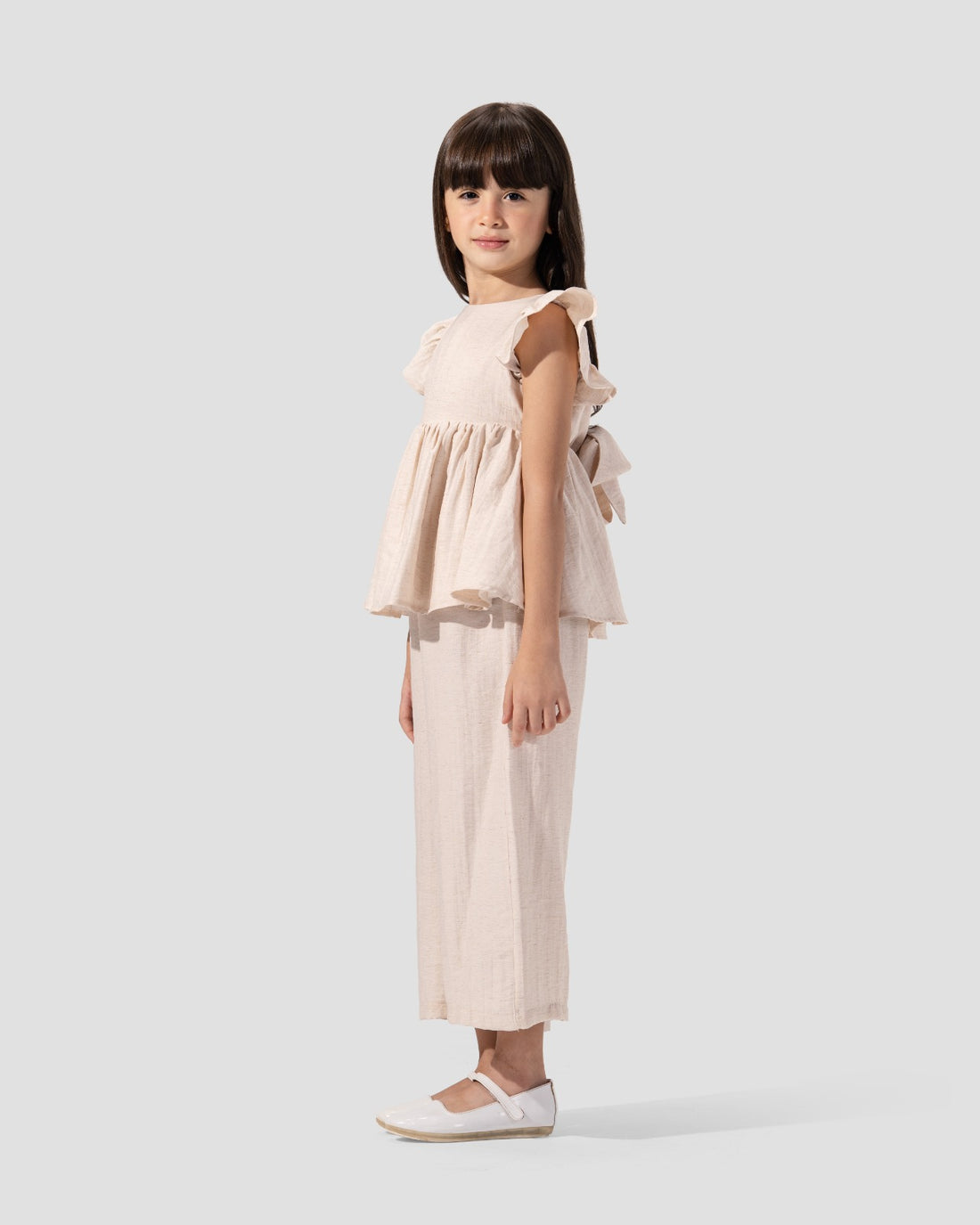 Ruffled top with V-neck
