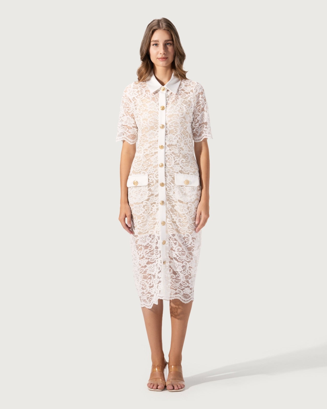 Vintage Lace Slim Mid Dress