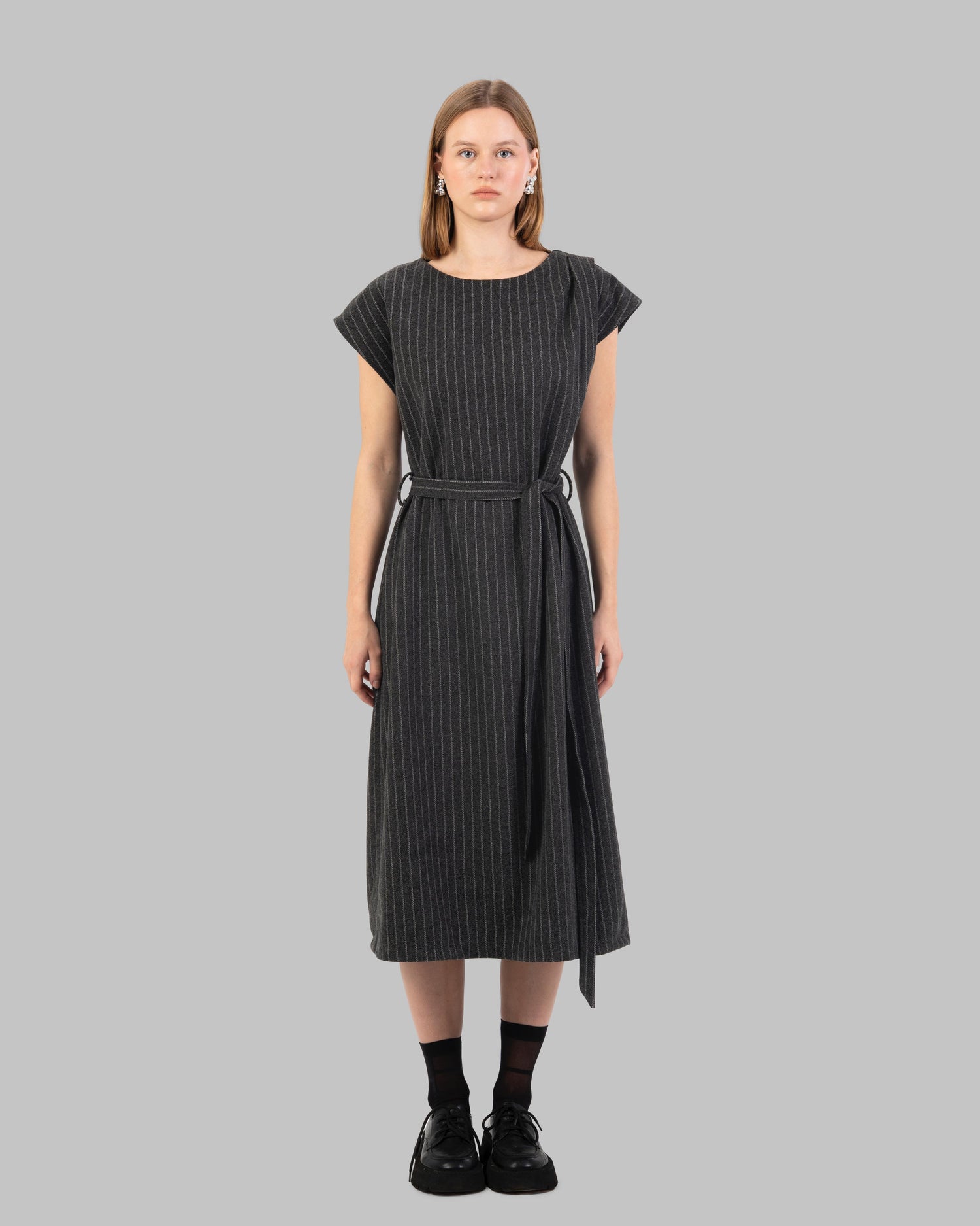 Pinstripe Shift Dress A sleeveless