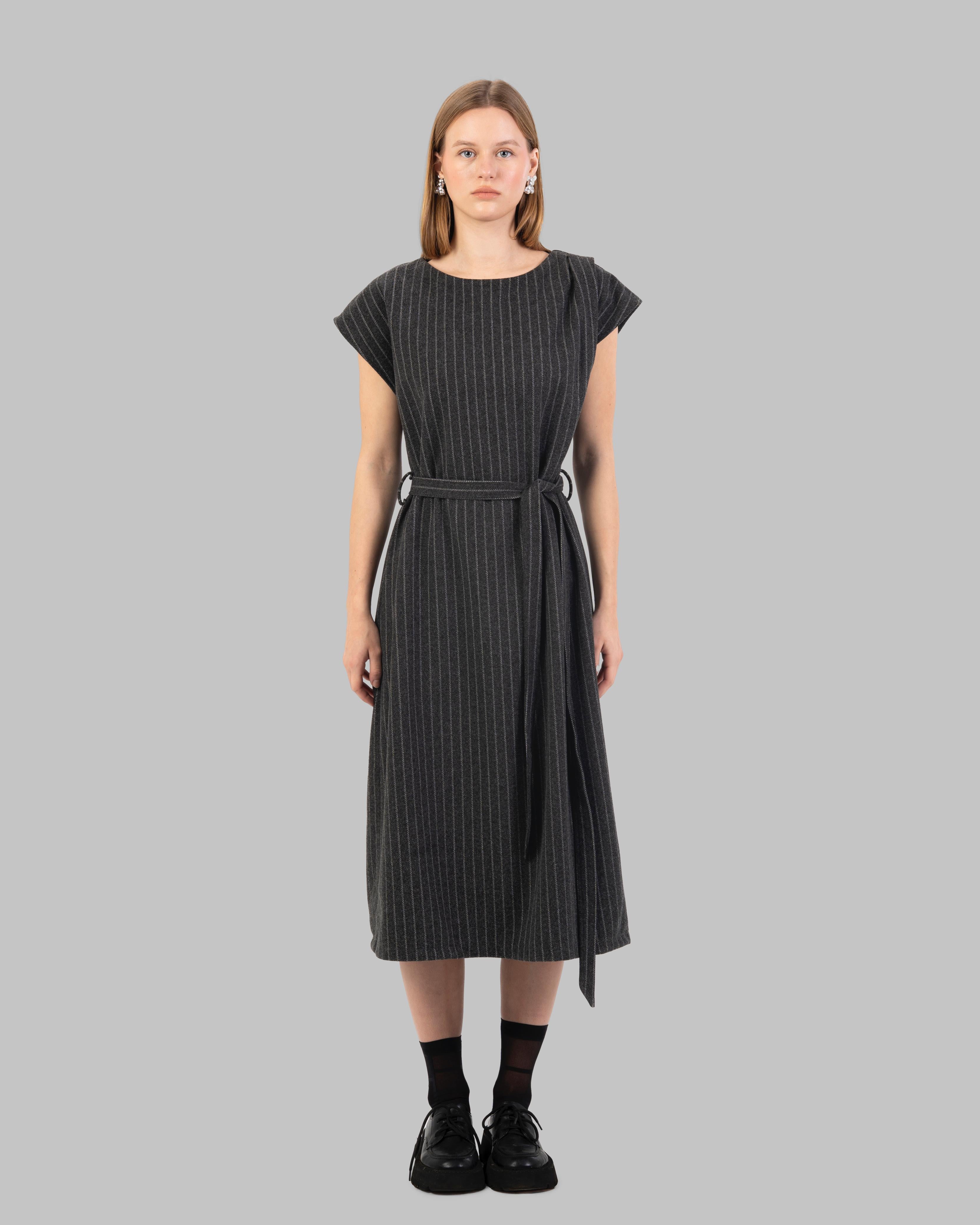 Pinstripe Shift Dress A sleeveless