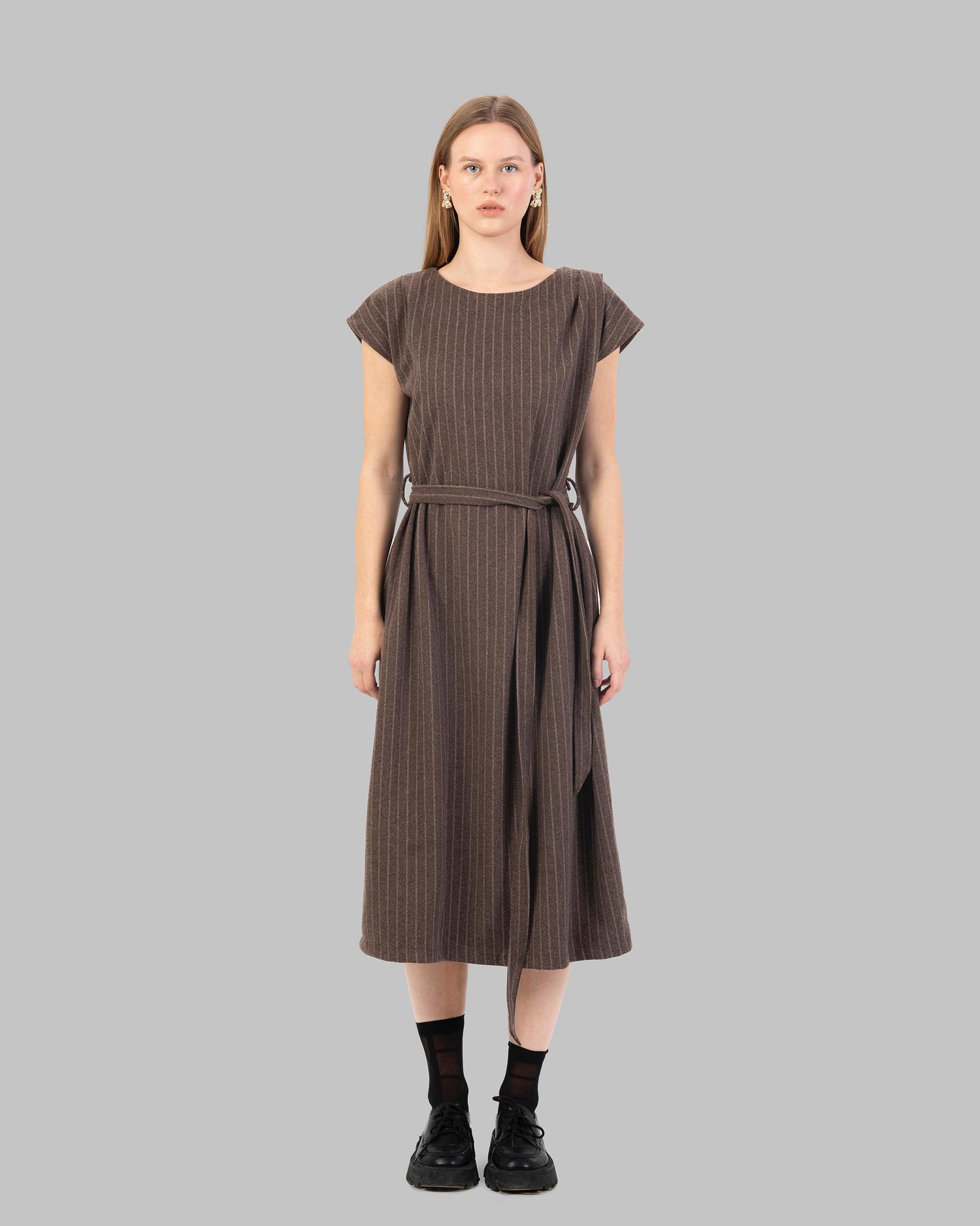 Pinstripe Shift Dress A sleeveless