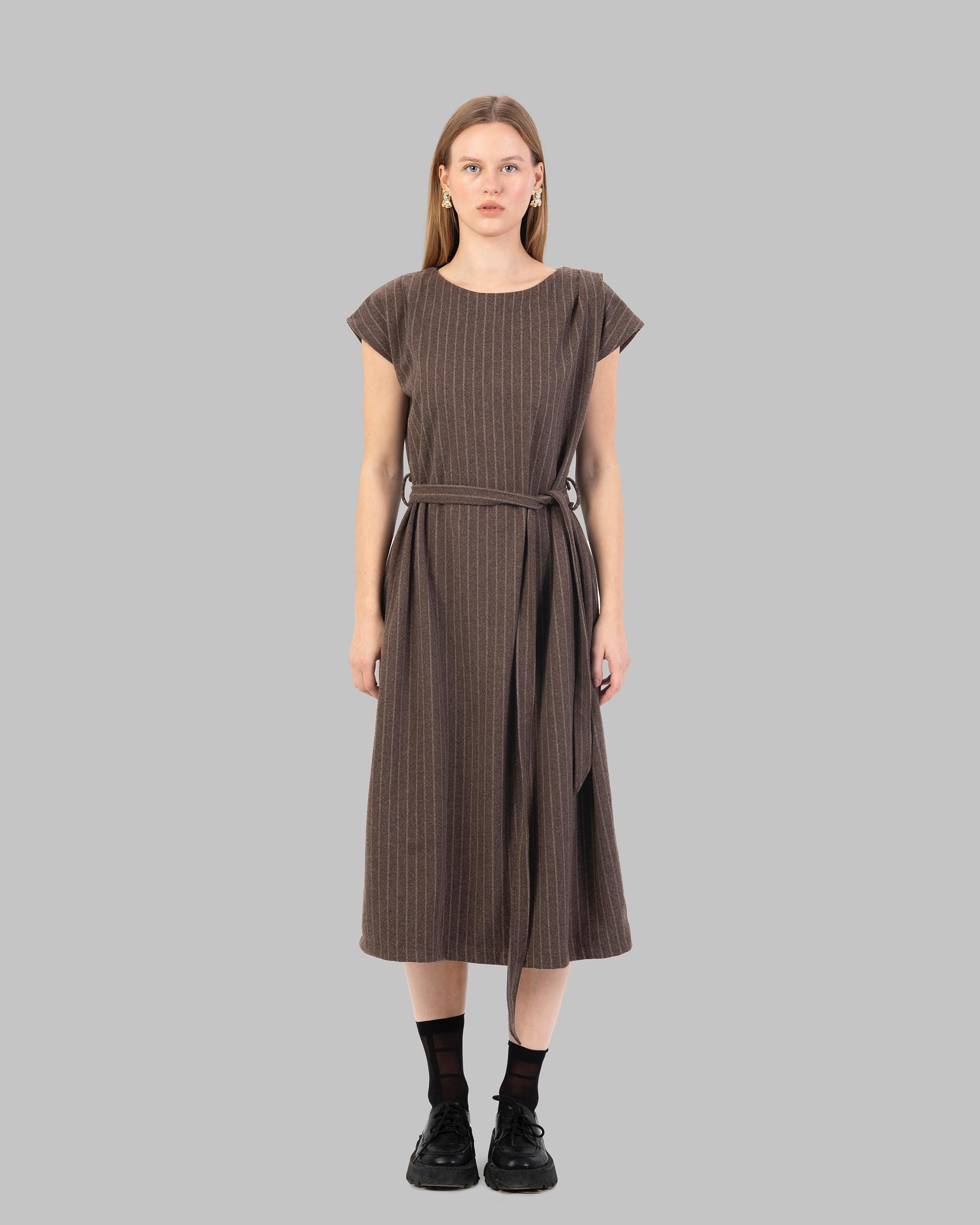 Pinstripe Shift Dress A sleeveless