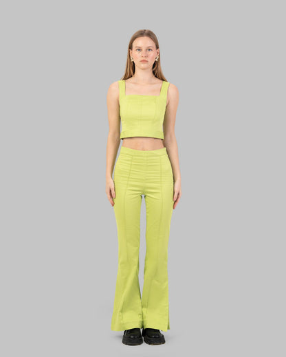 High-Waist Flared Trousers.