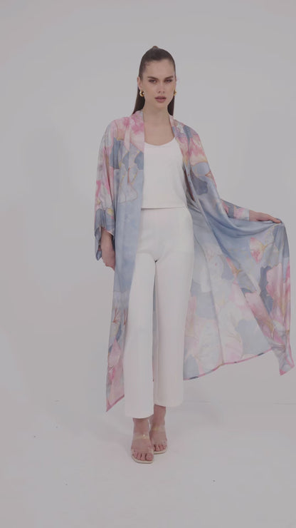 FLORAL PRINT KIMONO WITH WIDE SLEEVES