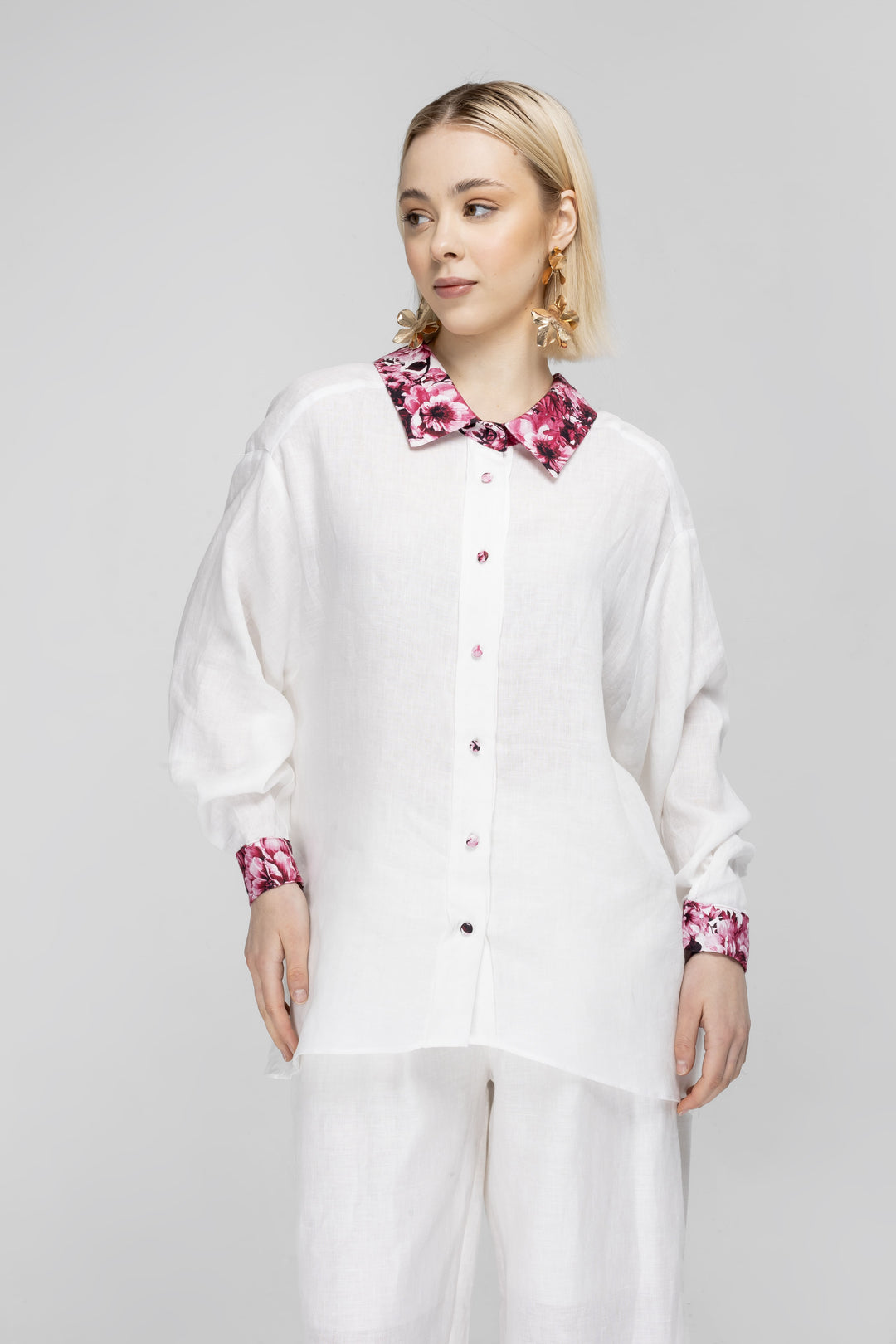 Floral linen shirt