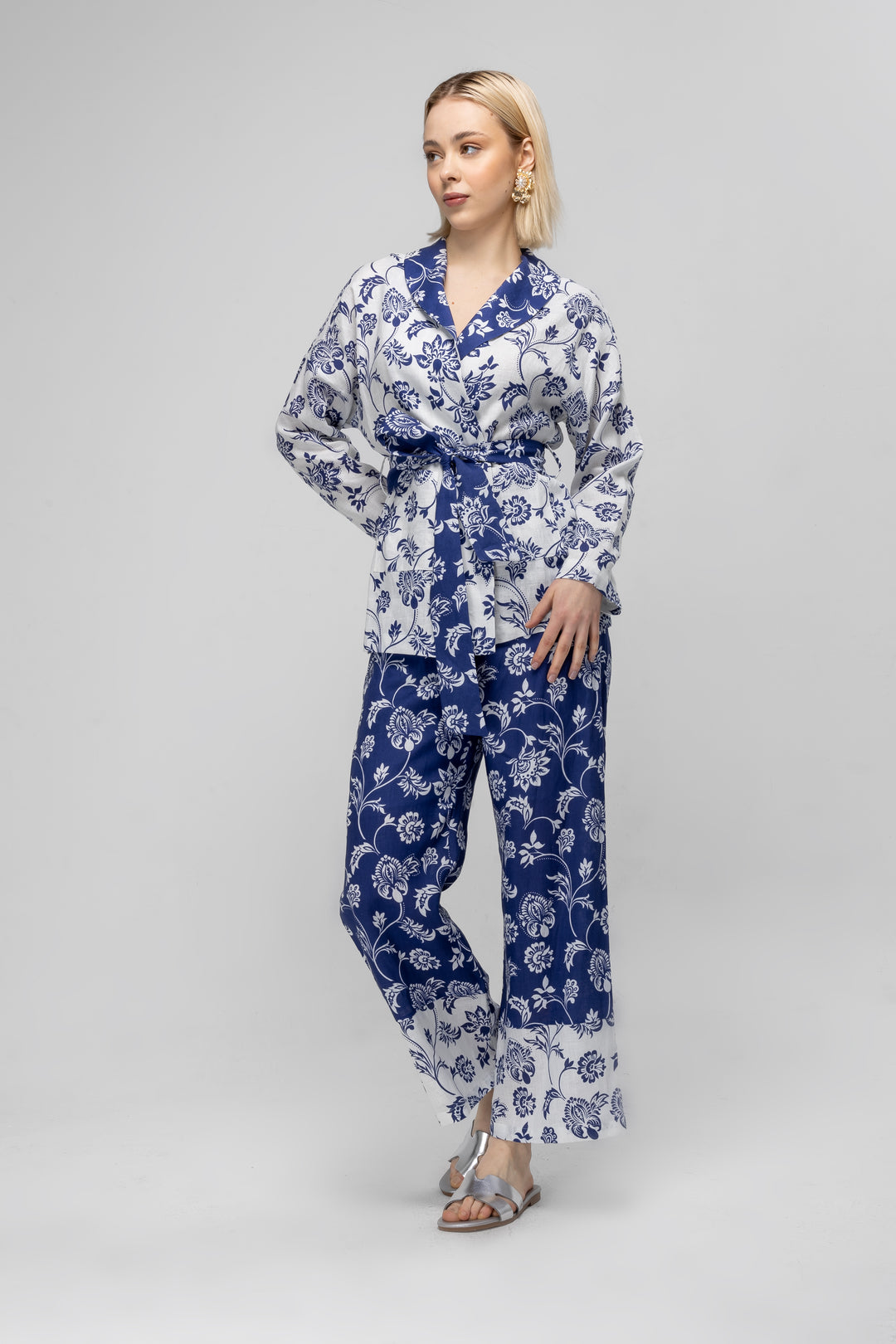 FLORAL PRINTED LINEN KIMONO